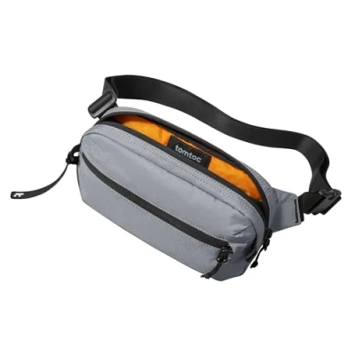 Abbildung von tomtoc 1,5 Liter Bauchtasche für Herren Damen, Klein Sling Bag Anti Diebstahl Umhängetasche Brusttasche mit RFID Schutz, Wasserabweisend Leicht Gürteltasche Crossbody Alltag Reise, Grau