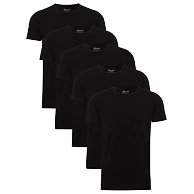 Abbildung von Yazubi 5er Pack Basic Rundhalsausschnitt Tshirt Herren Schwarz Oversized T Shirt Sport Männer Plus Size Mythic, (Black 194008), 4XL