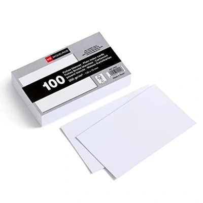 Abbildung von Miquelrius Karteikarten, 100 glatte Notizkarten, Lernkarten, 200 g/m² Offset Kartenpapier, Größe 75 x 125 mm