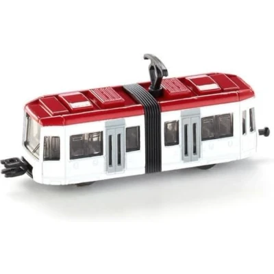 Abbildung von siku 1011, Straßenbahn, Metall/Kunststoff, Weiß/Rot, Standard Eisenbahnkupplungen zum Verbinden mit anderen Zügen