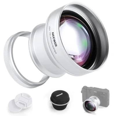 Abbildung von NEEWER 49mm 1,5X Telekonverter Zusätzliches Objektiv, Kompatibel mit Fujifilm X100 X100S X100F X100T X100V X100VI Kameras, HD optisches Glas, mehrfach beschichtet, Silber, LS 61
