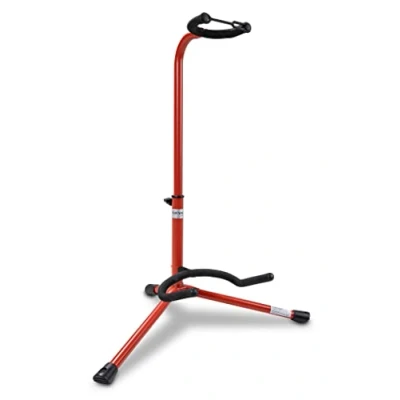 Abbildung von BSX 518051 Klassik Gitarrenständer (höhenverstellbar bis 78 cm, Standfläche 48 x 30 cm) rot
