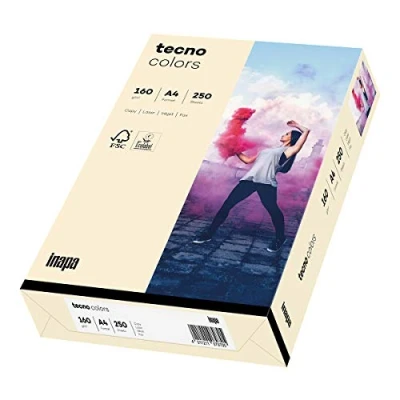 Abbildung von Inapa farbiges Druckerpapier, buntes Papier tecno Colors: 160 g/m², A4, 250 Blatt, hellchamois