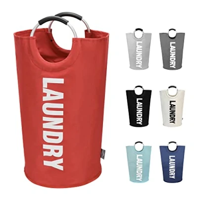Abbildung von DOKEHOM 125L Großen Faltbare Wäschekörbe (7 Farben), Zusammenklappbaren Wäschesäcke, Kleider Tasche (Rot, XL) EINWEG