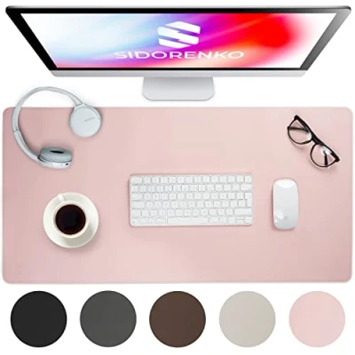 Abbildung von Sidorenko Schreibtischunterlage Mousepad 80x40cm Büro Zubehör Desk Mat in Rosa aus PU Leder, rutschfeste Kinder, Schreibtisch Deko, Unterlage und Tischunterlage