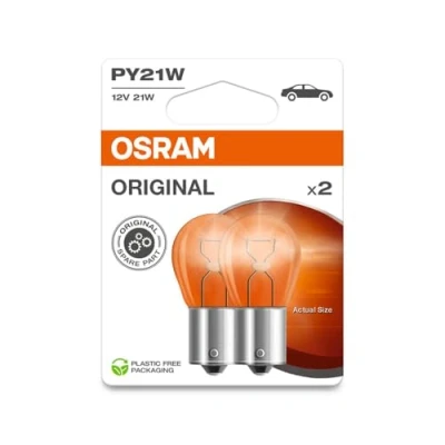 Abbildung von Osram ORIGINAL LINE 12V, Lampen mit Metallsockeln, PY21W, Doppelblister, 2 Lampen, white