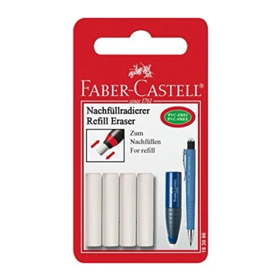 Abbildung von FABER CASTELL 183996 Ersatzradierer Eraser Pen, Radierstift, 4 Stück im Blister