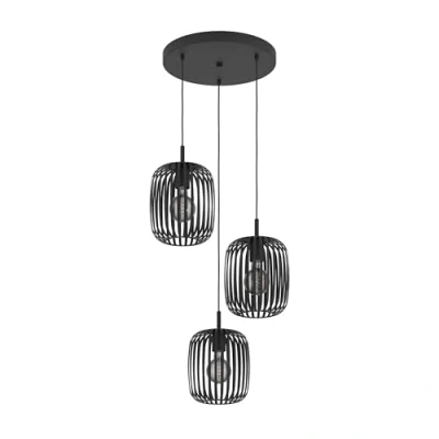 Abbildung von EGLO Pendellampe Romazzina, 3 flammige Pendelleuchte über Esstisch, runde Hängeleuchte aus Metall in Schwarz, Hängelampe mit E27 Fassung, Ø 46 cm