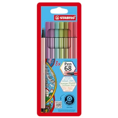 Abbildung von Premium Filzstift STABILO Pen 68 8er Pack mit 8 verschiedenen Farben