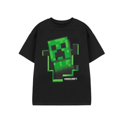 Abbildung von Minecraft T Shirt Jungen Creeper Innerhalb Schwarzer Kurzarm Gamer Top 14 15 Jahre
