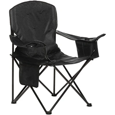 Abbildung von Amazon Basics Campingstuhl mit Kühlfach, Schwarz, Gepolstert, X Large