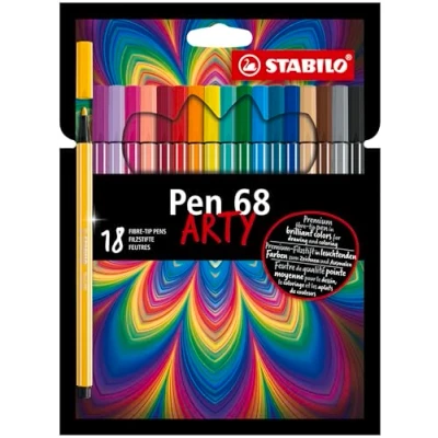 Abbildung von STABILO Premium Filzstift Pen 68 ARTY 18er Pack mit 18 verschiedenen Farben