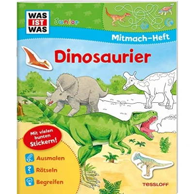 Abbildung von WAS IST Junior Mitmach Heft Dinosaurier: Spiele, Rätsel, Sticker