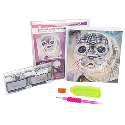 Abbildung von Ideen mit Herz Diamond Painting Grußkarte 16 x cm 370 g/m² inkl. Umschlag &amp; Werkzeug (Seehundbaby)