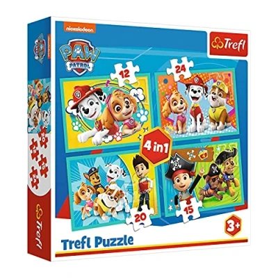 Abbildung von Trefl, TR34346 Puzzle, Das lustige Team von PAW Patrol, 12 bis 24 Teilen, 4 Sets, für Kinder ab 3 Jahren