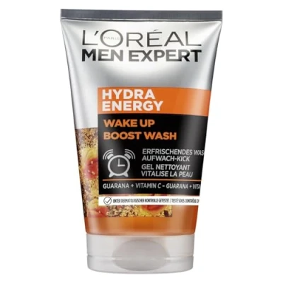 Abbildung von L&#039;Oréal Men Expert Gesichtsreinigung gegen müde Haut für Männer, Erfrischendes Waschgel Unreinheiten, Herren Cleanser das Gesicht mit Guarana und Vitamin C, Hydra Energy, 1 x 100 ml