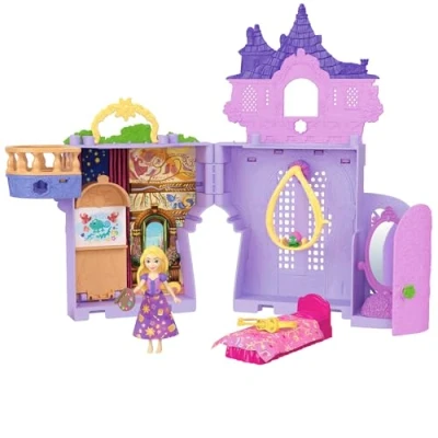 Abbildung von Mattel Disney Princess Spielzeug, Rapunzel Storytime Stackers Puppenhaus Turm mit Kleiner Puppe,1 Pascal Figur und 7 Zubehörteilen, inspiriert vom Film,JDP61