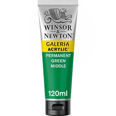 Abbildung von Winsor &amp; Newton 2131484 Galeria Acrylfarbe, hohe Pigmentierung, lichtecht, buttrige Konsistenz, 120 ml Tube Permanentgrün Mittel