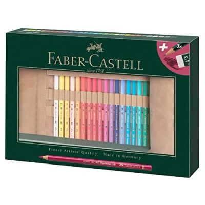 Abbildung von FABER CASTELL 110030 Farbstift Polychromos, 30 teiliges Buntstifte Set mit Stifterolle und Zubehör, wasserfest, bruchsicher