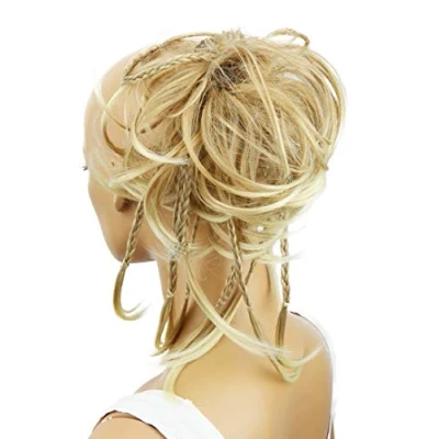 Abbildung von CAISHA XXL Haarteil Haargummi Daisy Dutt Hochsteckfrisuren Mit Geflochtenen Zöpfen Gewellt Kunstfaser Hitzebeständig DM17cm Blond Mix G11D