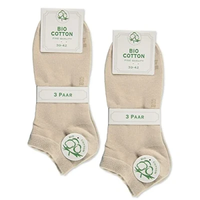 Abbildung von 6 Paar Sneaker Socken Bio Baumwolle Herren Damen ohne Naht mit Komfortbund WP (Beige 47 50)