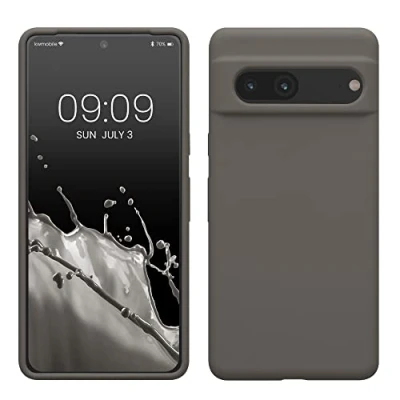 Abbildung von kwmobile Hülle kompatibel mit Google Pixel 7 Silikon Handy Case Handyhülle weiche Oberfläche kabelloses Laden Stone Dust