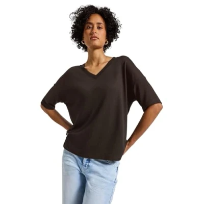 Abbildung von Street One LOOK Vneck Tshirt basic, Damen, Größe: 42, Braun