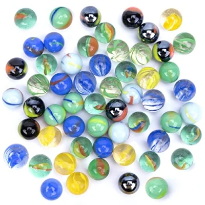 Abbildung von HAKACC Kleine Glasmurmeln, 80 Stück Glas Murmeln Kinder Murmelspiel 15mm Bunte für Spielmaschine Pflanzendeko Murmelbahn Kugelbahnen