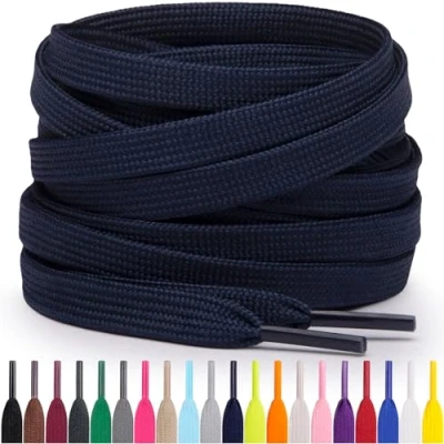 Abbildung von Miscly Flache Schnürsenkel, in verschiedenen Längen und Farben erhältlich (91 cm, Marineblau)