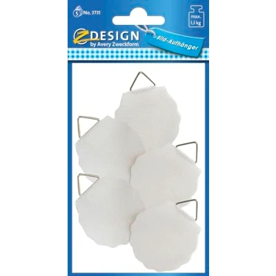 Abbildung von AVERY Zweckform 3731 Bildaufhänger zum Kleben 5 Stück (Ø 40 mm Durchmesser, weiße Aufkleber, Tragkraft bis zu 1,1 kg / 1100 g, selbstklebend, besonders stabil, für Bilder, Teller und Deko Objekte)