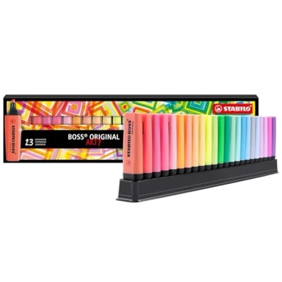 Abbildung von Textmarker STABILO BOSS ORIGINAL ARTY 23er Tischset mit 9 Leuchtfarben &amp; 14 Pastellfarben