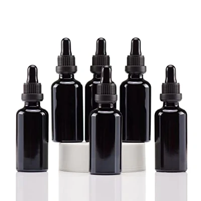 Abbildung von YIZHAO Pipettenflasche 50ml Schwarz, Apothekerflasche mit Pipette Glas, für Ätherisches Öl, Aromatherapie, Massage, Düfte, Labor, Kosmetik, Reisen 6 Pcs