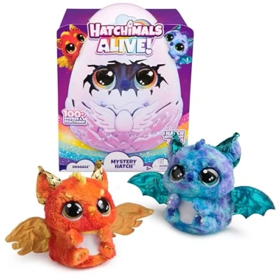 Abbildung von Hatchimals Alive Mystery Ei Draggle magisches selbstschlüpfendes ca. 25 cm groß mit interaktivem Überraschungs Plüschtier, für Kinder ab 5 Jahren