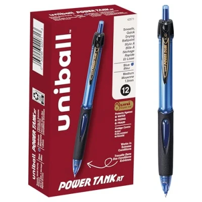Abbildung von uni ball Power Tank Druckkugelschreiber, mittlere Spitze, 1,0 mm, Blau, 12 Stück