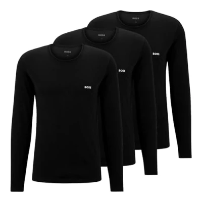 Abbildung von BOSS Herren R Neck Long Sleeve Shirt, 3er Pack, Black, XXL