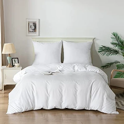 Abbildung von Good Nite Bettwäsche 200x200 3 teilig Weiß Sets Mikrofaser Bettbezug cm + 2 Kissenbezug 80x80cm Atmungsaktiv Weich