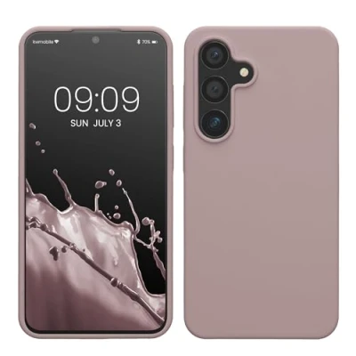 Abbildung von kwmobile Hülle kompatibel mit Samsung Galaxy S24 Silikon Handy Case Handyhülle für weiche Oberfläche kabelloses Laden Nude Lilac