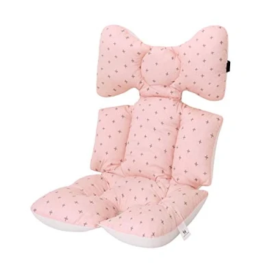 Abbildung von Universale Sitzauflage Sitzeinlage Babyschale Sportsitz Sitzpolster Baumwolle Atmungsaktiv für kinderwagen Buggy (Rosa Kreuz)