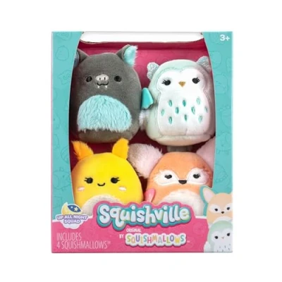 Abbildung von Squishville SQM0504 4er Pack Nachtaktiv Squad, superweiche Mini Squishmallows, 5cm Plüschfiguren