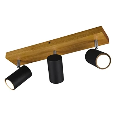 Abbildung von Trio Leuchten Spotbalken Marley 812400332, Metall Schwarz matt, Holz, exklusiv 3x GU10