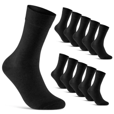 Abbildung von 10er Pack Socken Herren Damen Business Schwarz Baumwolle Herrensocken Damensocken 70201T (Schwarz 35 38)