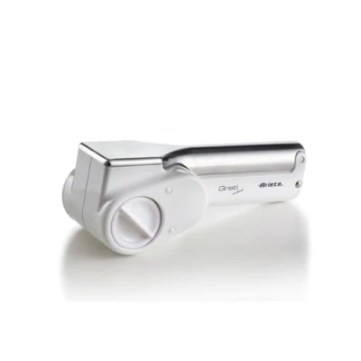 Abbildung von Ariete Gratì Metal 44, Kabellose Elektrische Käsereibe, 2 Edelstahlwalzen Inklusive, 1 kg Käse mit einer Akku Aufladung, Reibe für Verschiedene Zutaten, 1500mAh, Weiß