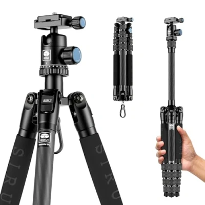 Abbildung von SIRUI Carbon Stativ Kamera Traveler 5C Kohlefaser Reisestativ 1380mm leichtes tragbares Karbonfaser Kamerastativ mit Kugelkopf und Arca Swiss Plate Belastbarkeit bis zu 4kg