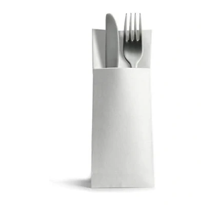 Abbildung von Alvotex 50 Besteckservietten Bestecktaschen, Stoffähnlich, hochwertige Einwegserviette, CA32x40, Weiß, 32X40 cm