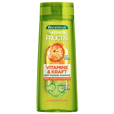 Abbildung von Garnier Kräftigendes Shampoo für dünnes und brüchiges Haar, Effektiv gegen Haarverlust, Mit Vitamin C Blutorange, Fructis Vitamine &amp; Kraft, 300 ml