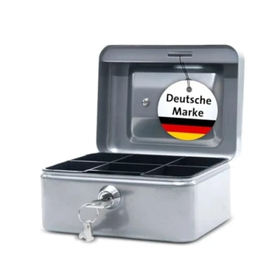Abbildung von MAUL Geldkassette aus Stahl 15,2x12,5x8 cm abschließbar Münzgeld Einsatz herausnehmbar Kasse mit 2 Schlüsseln Ideal als Spardose, Geldtasche, Tresor, Trinkgeldkasse Silber