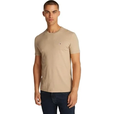 Abbildung von Tommy Jeans Herren T Shirt Kurzarm Tee Rundhalsausschnitt, Beige (Relic Tan Htr), XXL