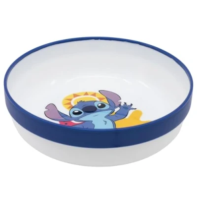 Abbildung von Stitch zweifarbige wiederverwendbare Kinderschüssel mit rutschfestem Boden