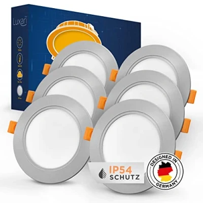 Abbildung von Luxari LED Einbaustrahler 230V flach − Strahlende Einbauleuchten [6er Set 8W] Bad Spot [3000K warmweiß] Deckenstrahler IP54