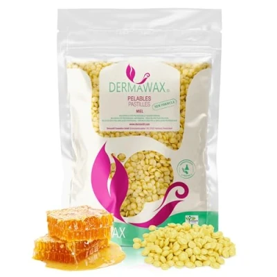 Abbildung von Dermawax Natural Honig Wachsperlen 1 kg Premium Filmwachs für Enthaarung ohne Wachsstreifen, Brazilian Waxing &amp; Ganzkörperhaarentfernung Intimbereich, Beine, Gesicht, Arme